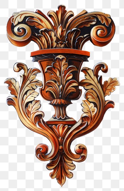 PNG  Ornate vintage wooden wall sconce