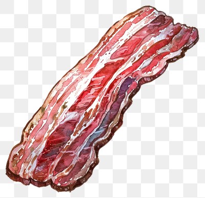 PNG  Watercolor bacon slice illustration