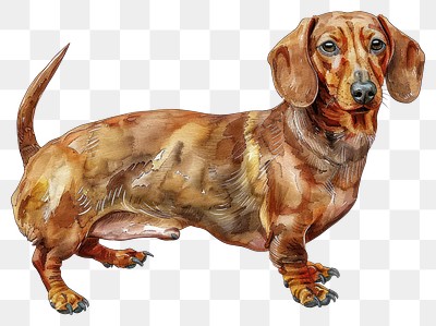 PNG  Watercolor dachshund dog illustration