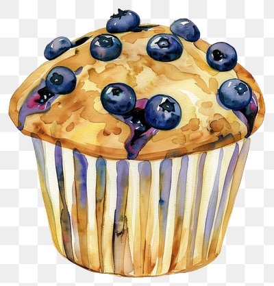 PNG  Delicious blueberry muffin illustration