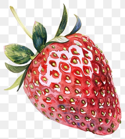 PNG  Vibrant watercolor strawberry illustration