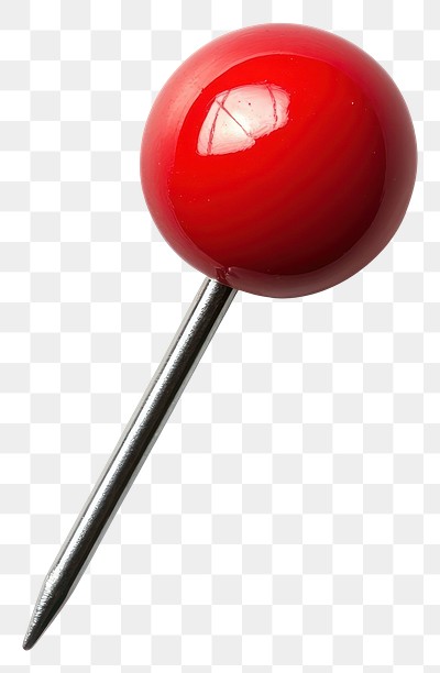 PNG Red push pin isolated white red.