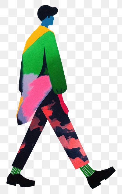 PNG Colorful abstract walking figure