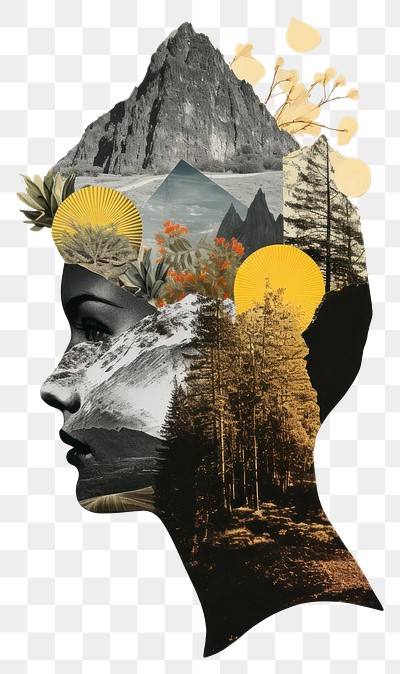 PNG Nature in human head collage elements modern.