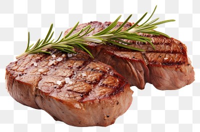 PNG Grilled steak with rosemary garnish