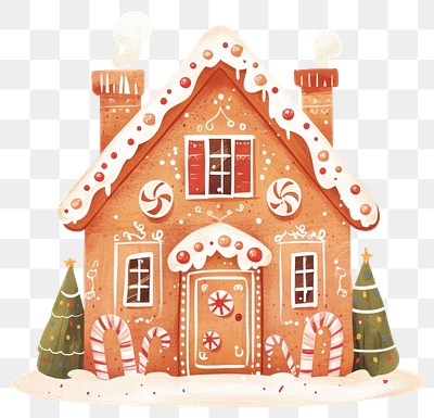 PNG Whimsical gingerbread house illustration