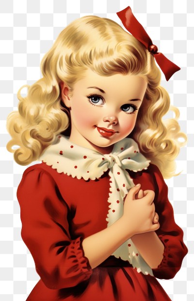 50s vintage christmas girl person human doll.