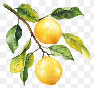 PNG Lemon tree branch lemons watercolor fruit.