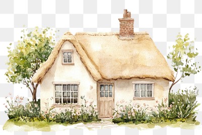 PNG  English cottage architecture illustration countryside.