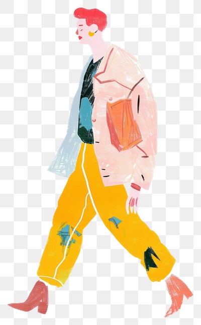 PNG Fashion man walking illustration clothing art.