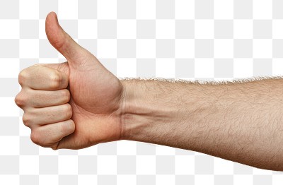 PNG A hand of white man with his thumb up thumbs human encouragement.