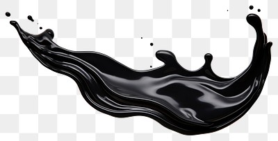 Black liquid splash abstract shape beverage.