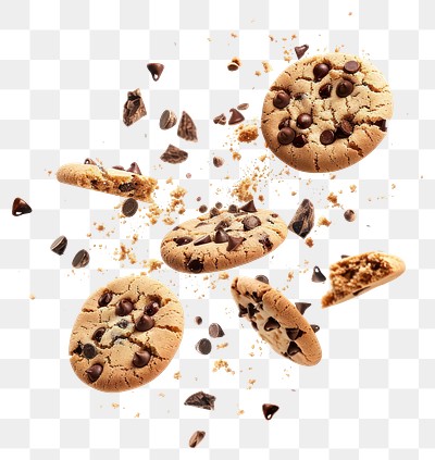 PNG Chocolate chip cookies sweets food confectionery.