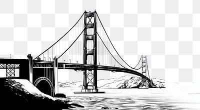 PNG A Golden gate art illustration landmark.