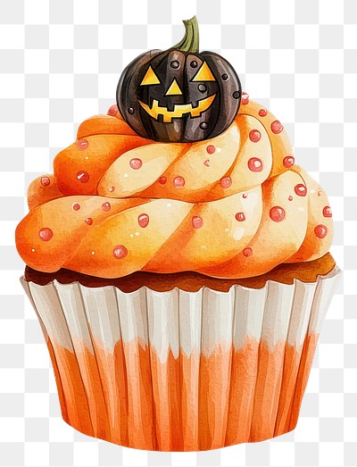 PNG Halloween cupcake halloween dessert pumpkin.