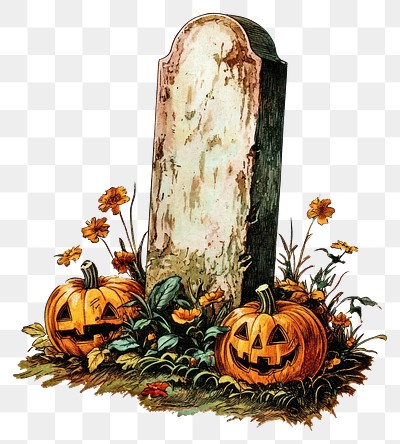 PNG Halloween grave halloween pumpkins art.