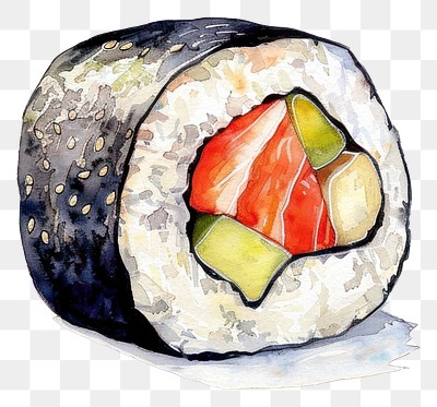 PNG  Colorful sushi roll illustration