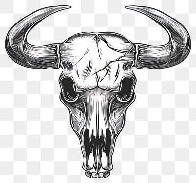 PNG Intricate bull skull illustration art