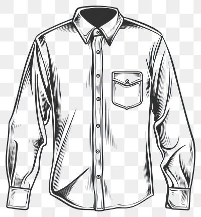 PNG Detailed sketch of buttoned shirt