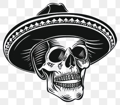 PNG Skull wearing traditional sombrero