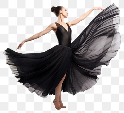 Beautiful ballerina in a black silk skirt dancing woman recreation.