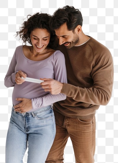 PNG Couple celebrating positive pregnancy test