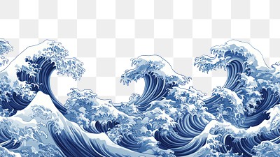 PNG Elegant blue ocean wave illustration