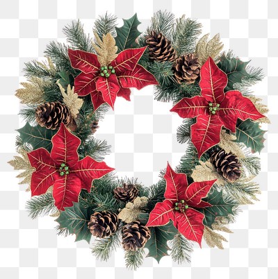 PNG Festive holiday wreath decoration