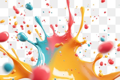 PNG Colorful paint splashes on white