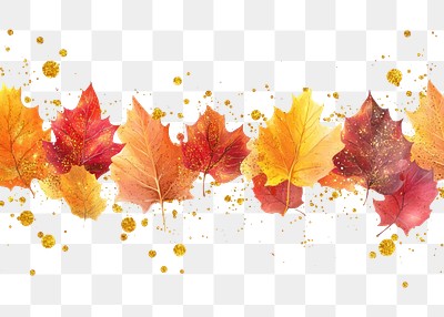 PNG Vector illustration of autumn leaves leaf background golden.