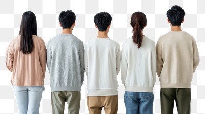 PNG Group of asian people looking on blank wall person backs clothing.