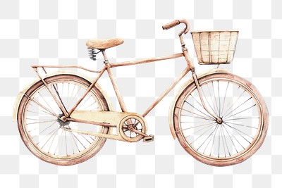 PNG  Vintage bicycle illustration watercolor bike.