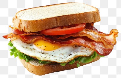 PNG Real bacon sandwich egg tomato white.