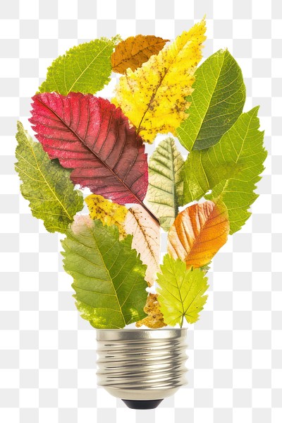 PNG Leaf Collage light bulb leaves lightbulb creative.