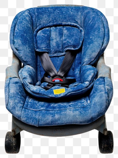 PNG Blue worn-out child car seat