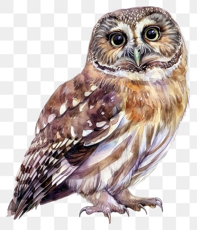 PNG Watercolor owl illustration art