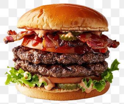 PNG Juicy double bacon cheeseburger delight