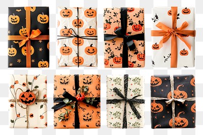 PNG Halloween gift element set, transparent background