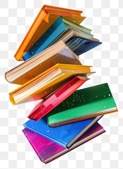 PNG Colorful books floating midair