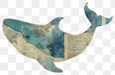 PNG Whale shape collage cutouts animal paper blue.