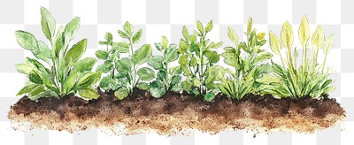 PNG Soil plants illustration watercolor.