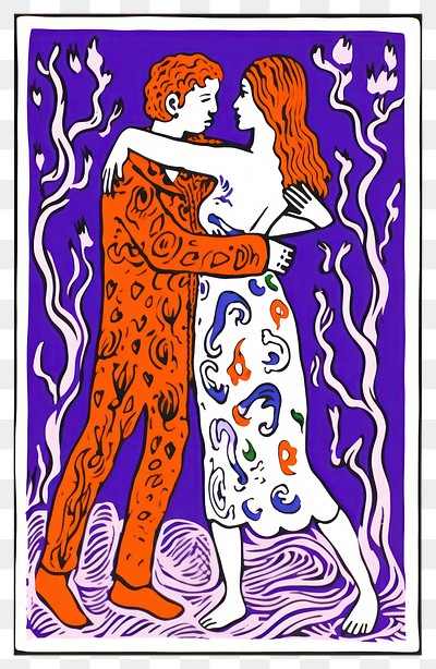 PNG The Lovers illustration painting colorful.