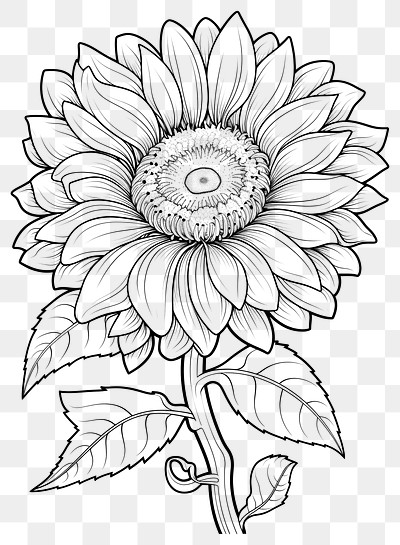 PNG Sunflower illustration drawing art.