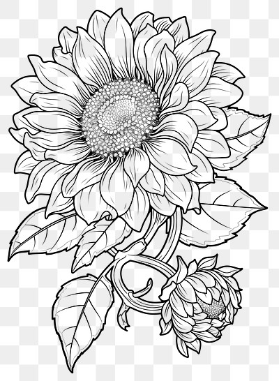 PNG Sunflower art illustration drawing.