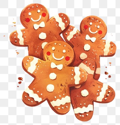 PNG Smiling gingerbread cookies illustration