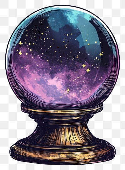 PNG A crystal ball art illustration universe.