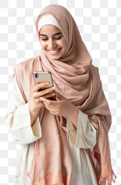 PNG Woman holding mobile phone background clothing smiling.