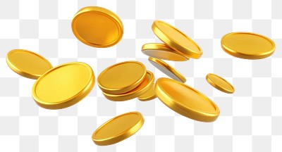 PNG Coins icon gold floating money.