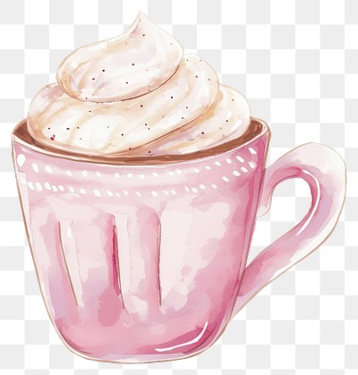 PNG A mug of hot chocolate cream illustration watercolor.