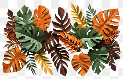 PNG Paper cutout-style illustration borders with various colored leaves leaf colors art.